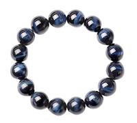 12mm Natural Blue Tiger Eye Bracelet Hawk Gemstone Round Stretch Crystal Bead