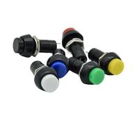 12mm Plastic Push Button Switch Self-locking/Momentary Switchs 3A 150V PBS-11A PBS-11B 2PIN 6Pcs(Each color 1pc,Self-locking)