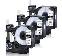 12mm Polyester Permanent Black On White Label Tape Compatible with 18482 18483 18484 1000 4200 5200 Label Makers A18483(3PK Black on White)