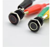 12mm Push Button Switch 4 Pin Illuminated Led Light Metal Flat Momentary Switches Power 1Pcs(Yellow reset,12 V)