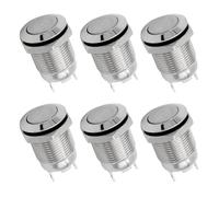 12mm Push Button Switch Latching Momentary Self Reset Power Button Switch 2pin 1NO 3A/250V 6Pcs(Flat Round-Momentary)