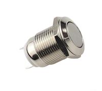 12mm Round Metal Push Button Switch, 1 Piece, Momentary or Self-Locking, High-Current 3A Rated, Stainless Steel Construction, Industrial Control Applications(Self-resetting-flat head)