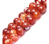 12mm Round Red Banded Agate Beads Semi Precious Gemstone Beads for Jewelry Making Strand 15 Inch (31-33pcs)