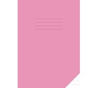 12mm Ruled Exercise Book A4 Margin: Lined Notebook / Large Jotter for School with Pink Cover
