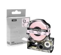 12mm Satin Ribbon Compatible with SFR12SK SFR12PK SFR12RZ SFR12ZK SFR12GZ SFR12KZ Works with LW-300 LW-400 700(Black on Pink)