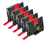 12mm Satin Ribbon for Tz TZe R234 Tape Non Adhesive Ribbon Gift Packing Satin Compatible with Label Printer(5PK Gold On Red)