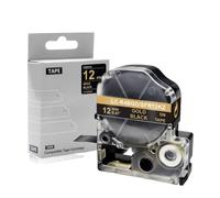 12mm Satin Ribbon Tape Compatible With SFR12PK SFR12SZ SFR12SK SFR12ZK SFR12RZ SFR12GZ SS12KW Label Tape For Gift Wrapping Craft Decoration(Gold on Black)