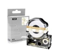 12mm Satin Ribbon Tape Compatible With SFR12PK SFR12SZ SFR12SK SFR12ZK SFR12RZ SFR12GZ SS12KW Label Tape For Gift Wrapping Craft Decoration(Gold on White)