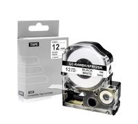 12mm Satin Ribbon Tape Compatible with SFR12PK SFR12SZ SFR12SK SFR12ZK SFR12RZ SFR12GZ SS12KW Label Tape(Black on White)