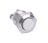 12mm Screw Terminal Metal High Flush Button 2pin Normally Open 1 NO Short Push Button Reset Switch IDGTTLDF(Flat round head)
