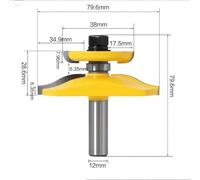 12mm Shank Raised Panel Router Bit for Woodworking Tools - Hardened Alloy Milling Cutter with Anti-Kickback Design, Yellow, 1 PC