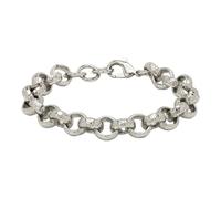 12mm Silver Plated Diamond-Patterned Belcher Bracelet Jewellery with Albert Clasp - Premium Silver-Filled Bracelets, 8 Inch, 44g - Bling King London