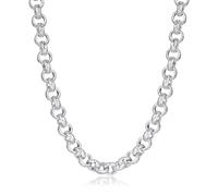 12mm Silver Polished Diamond Cut Belcher Chain Necklace, 24-30 Inch, PVD Silver Plated - Bling King London