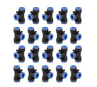 12mm Tee Pneumatic Fittings, 20 Pcs Air Line Fittings Connector, Plastic Push Quick Connect Couplings, Air Tool Accessories for Pipe Tube