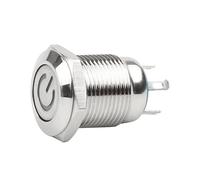 12mm Waterproof Metal Push Button Switch LED Light Black Momentary Latching Car Engine PC Power Switch 5V 12V 24V 220V Red Blue IDGTTLDF(12mm Power,WHITE LED_MOMENTARY_12-24V)