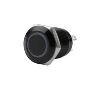 12mm Waterproof Metal Push Button Switch LED Light Black Momentary Latching Car Engine PC Power Switch 5V 12V 24V 220V Red Blue IDGTTLDF(12mm Black Ring,YELLOW LED_LATCHING_12-24V)