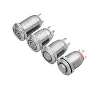 12mm Waterproof Metal Push Button Switch LED Light Momentary Locking Car Engine PC Power Switch 3V 5V 12V 24V 220V Ring Symbol(Yellow-Flat-Ring,220V)