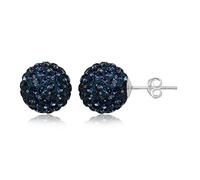 12MM WOMENS Sparkly Disco Ball Sterling Silver Stud Earrings - BLUE MONTANA