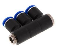 12mm x G3/8'' 3-way Manifold Push-in Fitting with Male Threads Brass/PA 66 NBR Rotatable