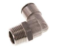 12mm x R1/2'' 90deg Elbow Push-in Fitting with Male Threads Stainless Steel FKM Rotatable