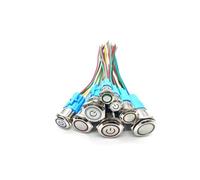 12mm16mm19mm Waterproof metal button switches with connectors wire LED lights instantly lock the car engine power switch 5PCS(Green symbol,12MM_3-8V(5V6V))