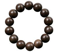 12mm17beads,Lllunimon Natural Agarwood Buddha Beads Bracelet Indonesia Old Materials Wooden Bracelets for Prayer Meditation Yoga Couple's Bangle