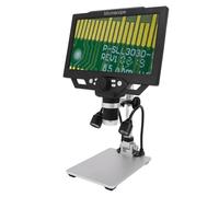 12MP Coin Microscope Magnifier, 9 Inch LCD Digital Microscope, 1600X USB Microscope with High Definition Display, Adjustable Stand, 8 LED Lights for 128G Memory Card Slot