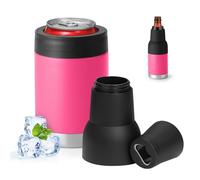 12oz 14oz 16oz 3-in-1 Vacuum Double Wall Wide Mouth Can Cooler with Extended lid & Bottle Opener,Stainless Steel CanCooler Insulated,Keep Cold Drink Beer Cooler for Cans