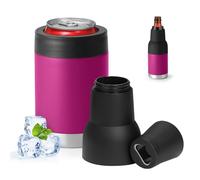 12oz 14oz 16oz 3-in-1 Vacuum Double Wall Wide Mouth Can Cooler with Extended lid & Bottle Opener,Stainless Steel CanCooler Insulated,Keep Cold Drink Beer Cooler for Cans