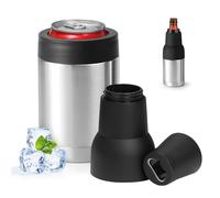 12oz 14oz 16oz 3-in-1 Vacuum Double Wall Wide Mouth Can Cooler with Extended lid & Bottle Opener,Stainless Steel CanCooler Insulated,Keep Cold Drink Beer Cooler for Cans