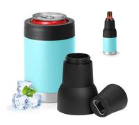 12oz 14oz 16oz 3-in-1 Vacuum Double Wall Wide Mouth Can Cooler with Extended lid & Bottle Opener,Stainless Steel CanCooler Insulated,Keep Cold Drink Beer Cooler for Cans