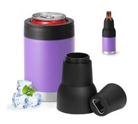 12oz 14oz 16oz 3-in-1 Vacuum Double Wall Wide Mouth Can Cooler with Extended lid & Bottle Opener,Stainless Steel CanCooler Insulated,Keep Cold Drink Beer Cooler for Cans