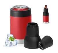 12oz 14oz 16oz 3-in-1 Vacuum Double Wall Wide Mouth Can Cooler with Extended lid & Bottle Opener,Stainless Steel CanCooler Insulated,Keep Cold Drink Beer Cooler for Cans