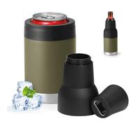 12oz 14oz 16oz 3-in-1 Vacuum Double Wall Wide Mouth Can Cooler with Extended lid & Bottle Opener,Stainless Steel CanCooler Insulated,Keep Cold Drink Beer Cooler for Cans