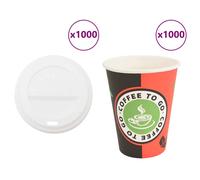 (12oz/300ml) vidaXL Paper Coffee Cups with Lids 1000 pcs 16oz 400ml paper cup