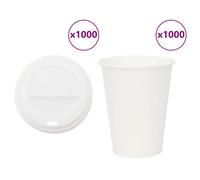 (12oz/300ml) vidaXL Paper Coffee Cups with Lids 1000 pcs 8oz 200ml paper cup