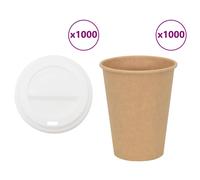 (12oz/300ml) vidaXL Paper Coffee Cups with Lids Disposable Cup Hot Beverage Cup 1000 pcs