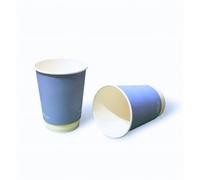 12oz Blue Double Wall Hot Drink Paper Cups, 350ml, Pack of 25, Compostable PLA Lined