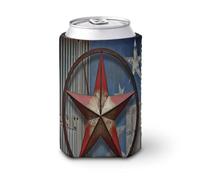 12OZ Can Cup Sleeve,Reusable Elastic PVC Composites Cold Hot Drink Sleeve,American Wastern Texas Starprinted Insulated Can Sleeves for Beer