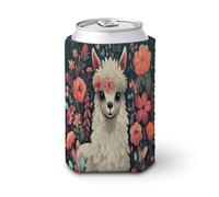 12OZ Can Cup Sleeve,Reusable Elastic PVC Composites Cold Hot Drink Sleeve,Cute Llama Floralprinted Insulated Can Sleeves for Beer