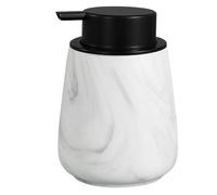12Oz Ceramic Liquid Soap Dispenser - Modern Lotion Hand Soap Dispenser with Easy-to-Press Black Pump, Reusable and Refillable Dish Soap Dispensers for Bathroom & Kitchen, Marble White