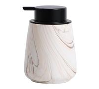 12Oz Ceramic Liquid Soap Dispenser - Modern Lotion Hand Soap Dispenser with Easy-to-Press Black Pump, Reusable and Refillable Dish Soap Dispensers for Bathroom & Kitchen, Marble Brown