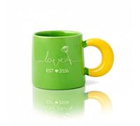 12oz Engraved Coffee Mug, Love & Valentine Gift, EST 2026 Rose Art Ceramic Mug, Personalized Engagement Wedding Mug for Newlyweds, My Favorite Person, I Love You (Green-1PC)
