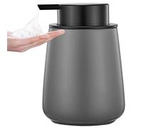12Oz Grey Foaming Soap Dispenser - Ceramic Foam Hand Soap Dispenser with Easy-to-Press Black Pump, Refillable Bathroom Lotion Soap Dispenser, Dish Soap Dispenser for Kitchen Hand Wash Dispenser