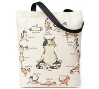 12oz Heavy Duty Canvas Tote Bag with Zipper & Pocket 13x15.7 Reusable, Multi