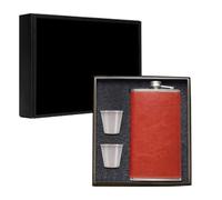 12oz Hip Flask for Liquor, Leather Wrapped Flask Alcohol with Shots, Brown