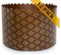 12oz Kulich Mold Paska Easter Bread Forms | 12 Pcs | Brown Non-Stick Panettone Paper Baking Molds - Universal - W 4.33 x H 3.35-In