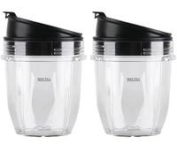 12Oz Replacement Parts Cup with Lid 2 Pack, Compatible for Ninja, Auto IQ Blender BL480 BL482 BL642 NN102 BL682 BL450 BL201 Mixing Cup