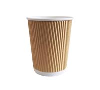 12oz Ripple Brown Kraft Paper Cups | Eco-Friendly Disposable Coffee Cups for Hot & Cold Beverages - Perfect for Coffee, Tea, Hot Chocolate, and Party Use (500)