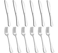 12P Knife and Fork Sets, PionStar Stainless Steel Cutlery Set for 6 People, Forks Set of 6 & Knives Set of 6, Dishwasher Safe/Mirror Polished, Silverware Set Include Knife and Fork